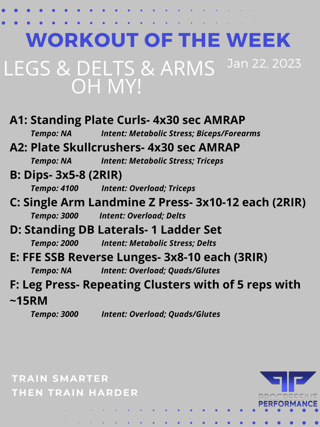 Legs and Delts and Arms Oh My!