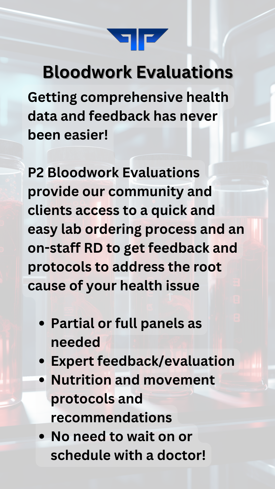 Bloodwork Evaluation, Training & Nutrition Consultations